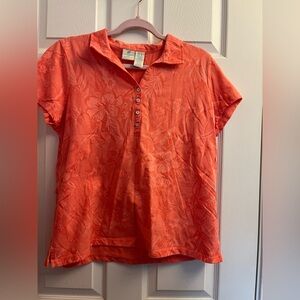 Caribbean Joe Women’s Coral Floral Button Down Shirt large